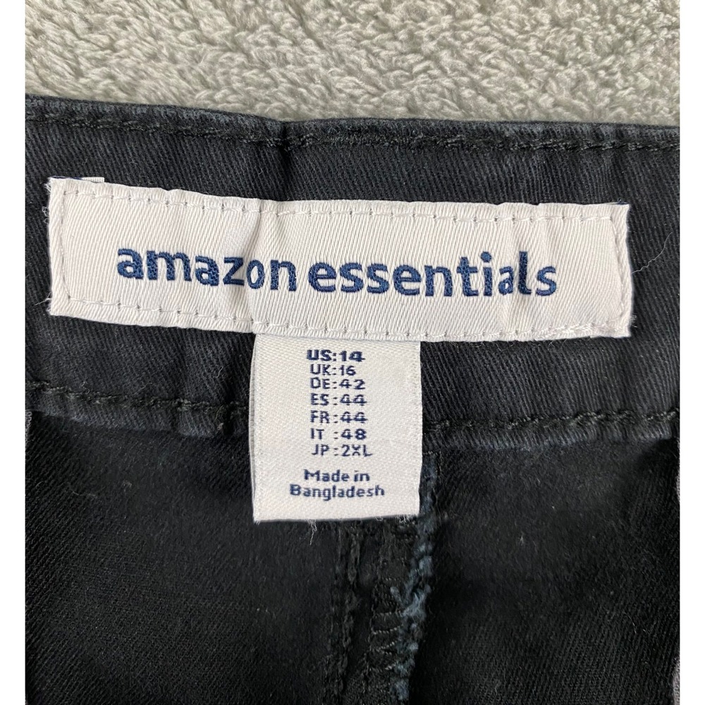 Amazon Essentials Mens Chino Shorts Black Size 14 Cotton Blend Casual Summer - Picture 2 of 10